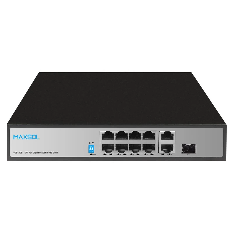 PS1802FG 8-Port Gigabit PoE+ Switch with RJ45 and SFP Uplinks