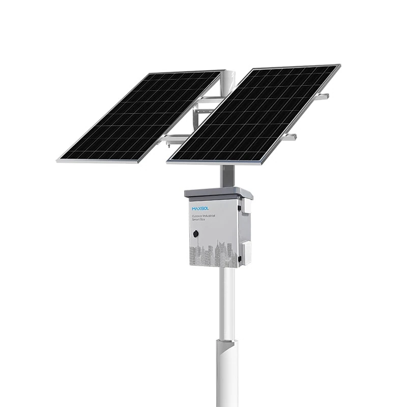 Maxsol CS400150 solar power system with two 200W solar modules and battery enclosure