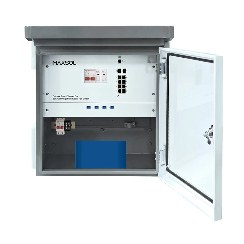 8GE+2GF Managed Outdoor Industrial PoE Switch Box with 288Wh Battery