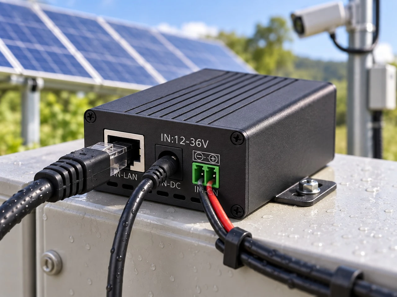Maxsol POE24V DC-to-PoE converter with LCD voltage display
